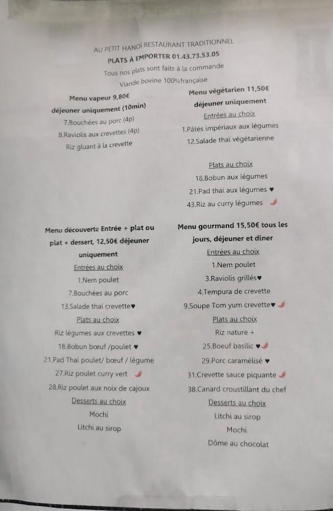 Au Petit Hanoï - Scan Menu 1