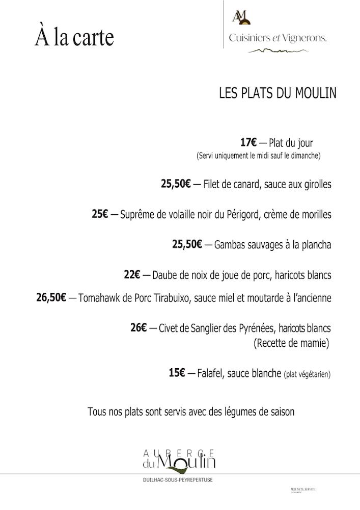 Auberge du Moulin - Scan Menu 2