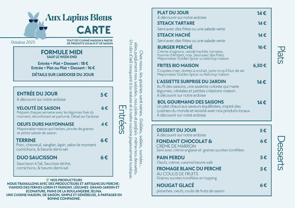AUX LAPINS BLEUS - Scan Menu 1