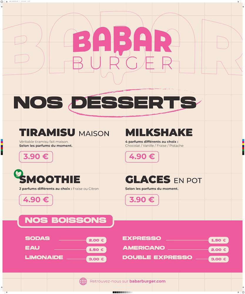 Babar Burger Orléans - Smash Burger - Scan Menu 2