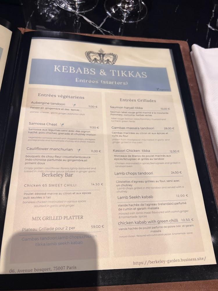 Berkeley Garden grill & bar - Scan Menu 1