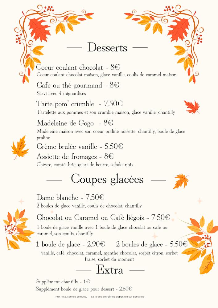 Bistrot de la Place - Scan Menu 1
