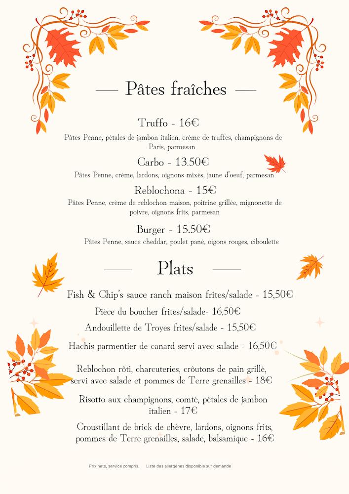 Bistrot de la Place - Scan Menu 2