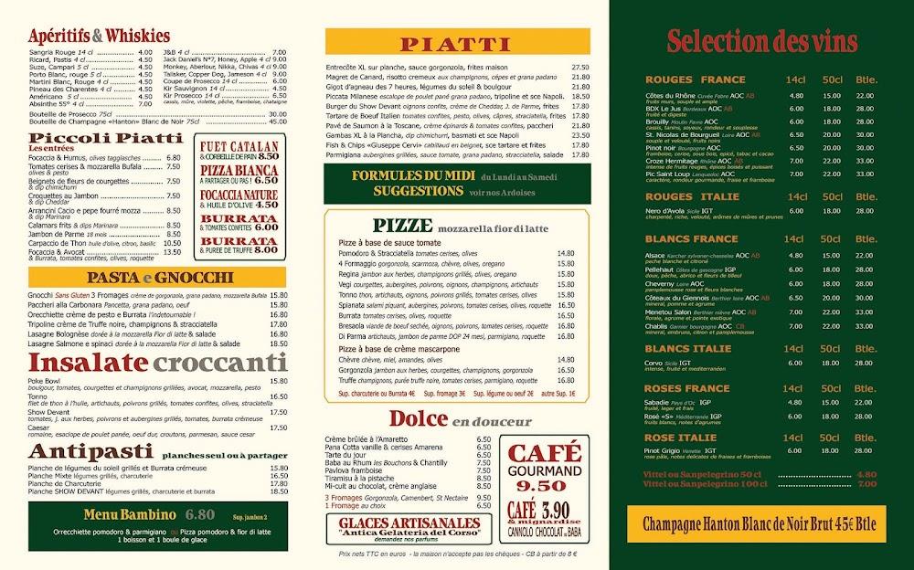 Bistrot Show Devant - Scan Menu 1