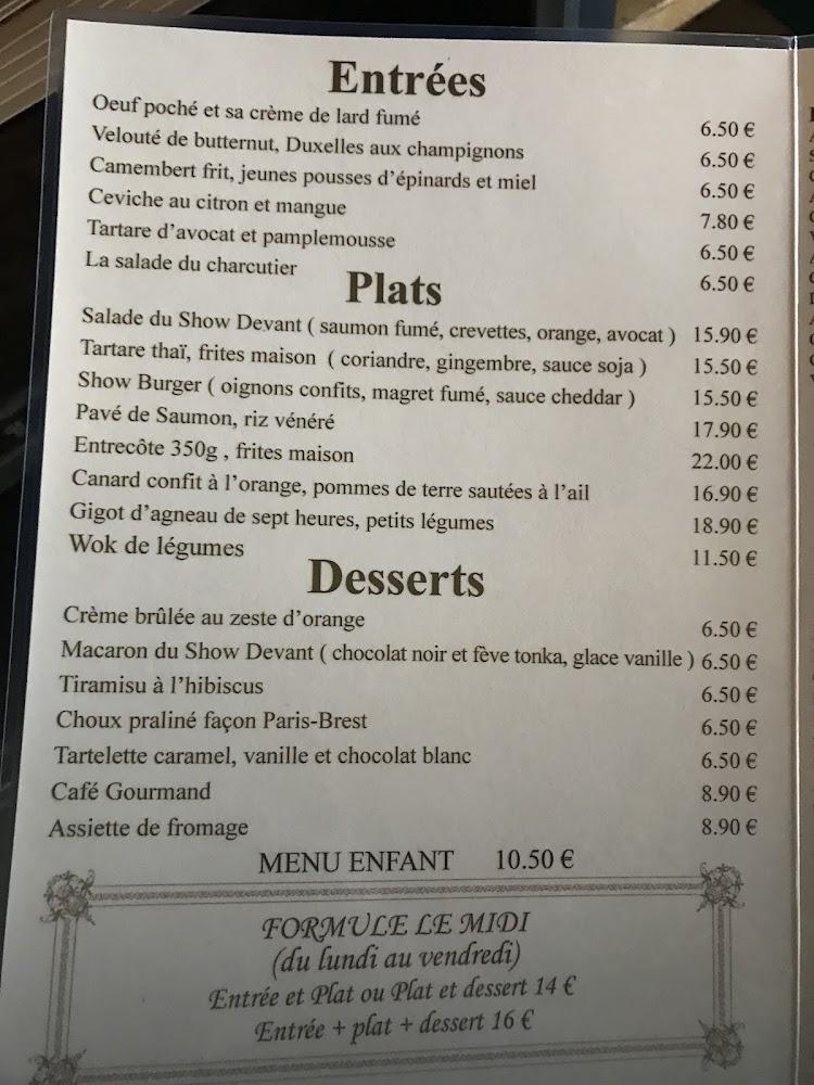 Bistrot Show Devant - Scan Menu 3