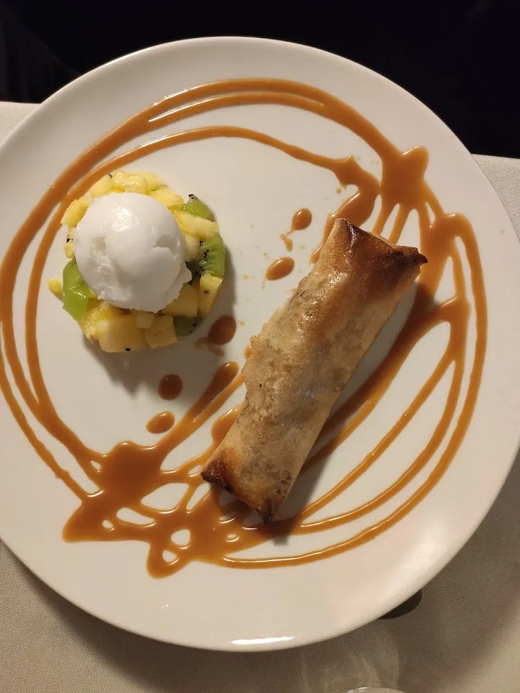 Croustillant D'ananas Caramel Au Gingembre Sorbet Verveine