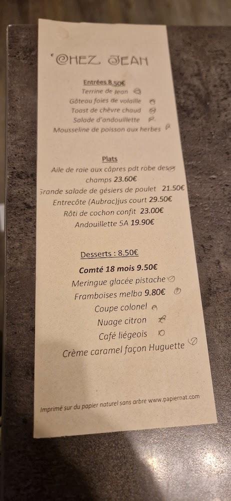 Chez Jean - Scan Menu 1