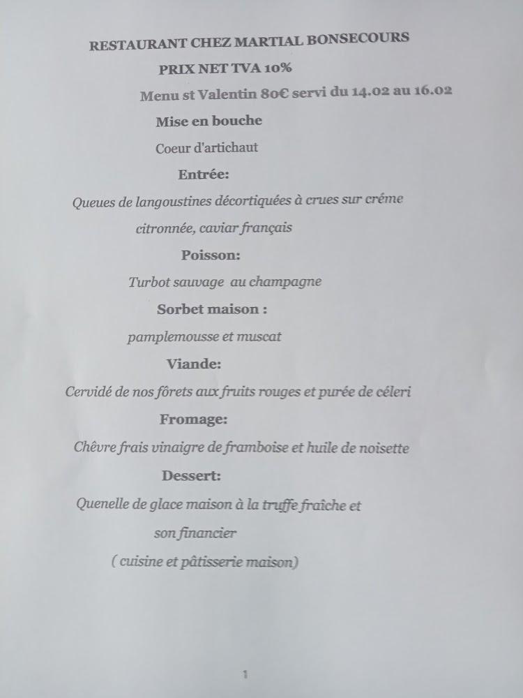 Chez Martial - Scan Menu 1