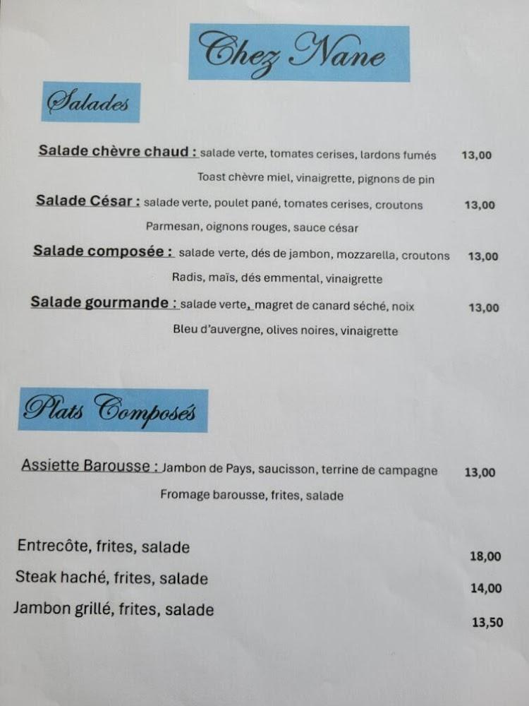Chez Nane - Scan Menu 1