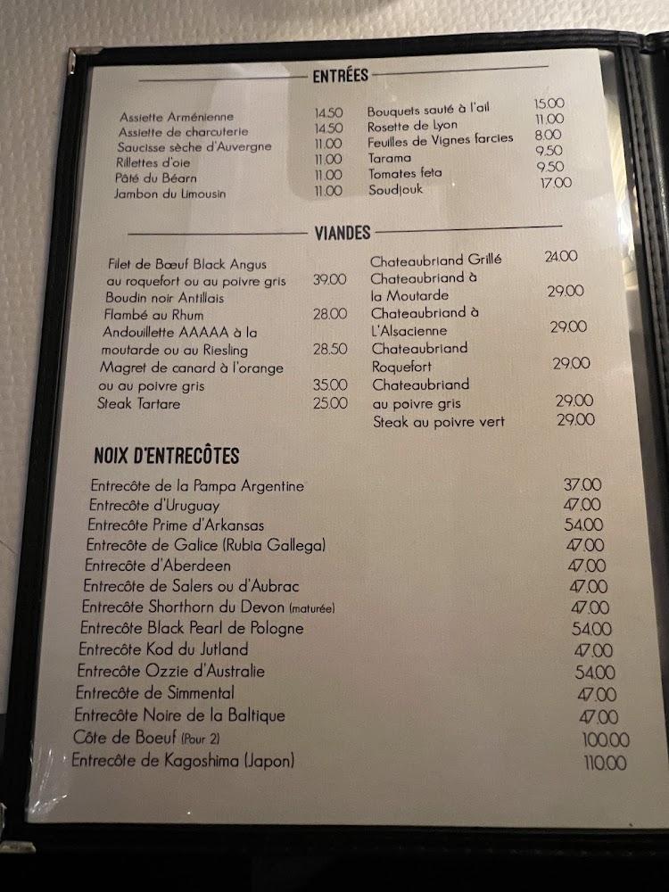 Chez Trassoudaine - Scan Menu 1