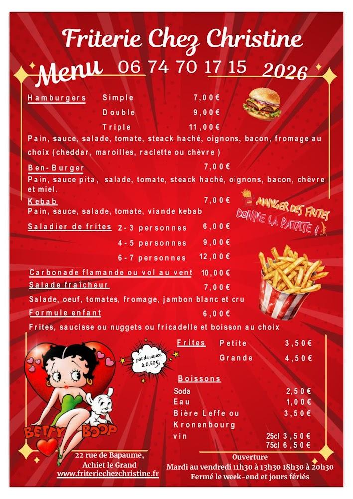 friterie chez christine - Scan Menu 1