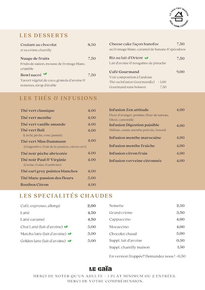 Gaïa Dax Restaurant Traiteur - Scan Menu 1