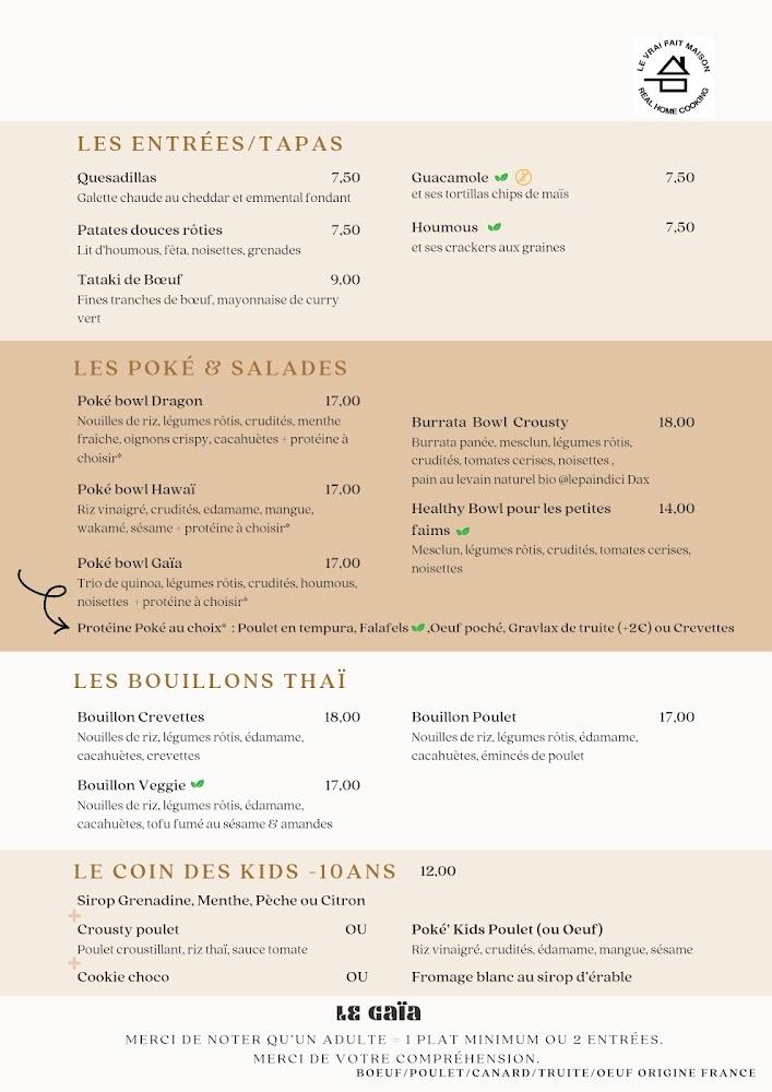 Gaïa Dax Restaurant Traiteur - Scan Menu 2