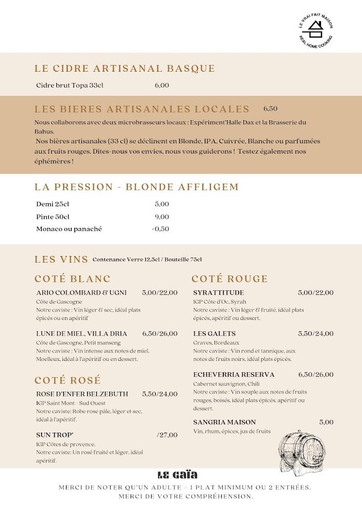 Gaïa Dax Restaurant Traiteur - Scan Menu 4