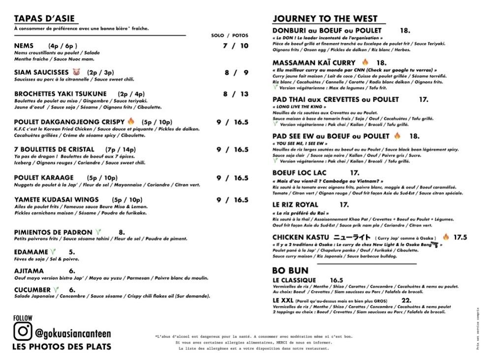 Goku Asian Canteen | Best Cantine Asiatique | République Marais - Scan Menu 1