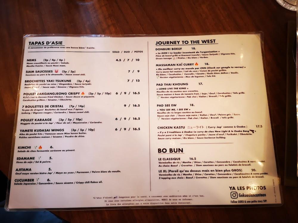 Goku Asian Canteen | Best Cantine Asiatique | République Marais - Scan Menu 4