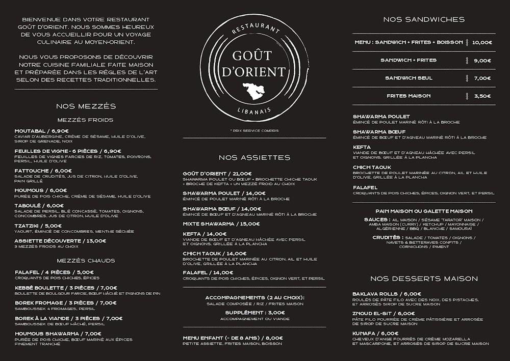 Goût d’orient - Scan Menu 1