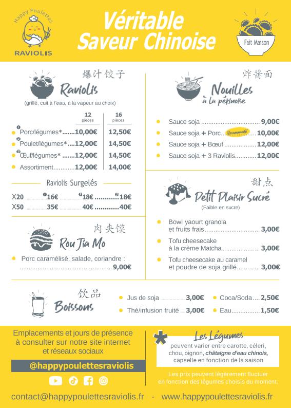 Happy Poulettes Raviolis - Scan Menu 1
