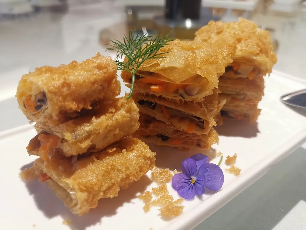 Crispy Beancurd Skin Roll Stuffed with Mushrooms