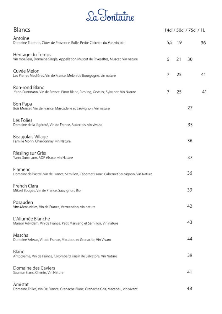 La Fontaine - Scan Menu 1