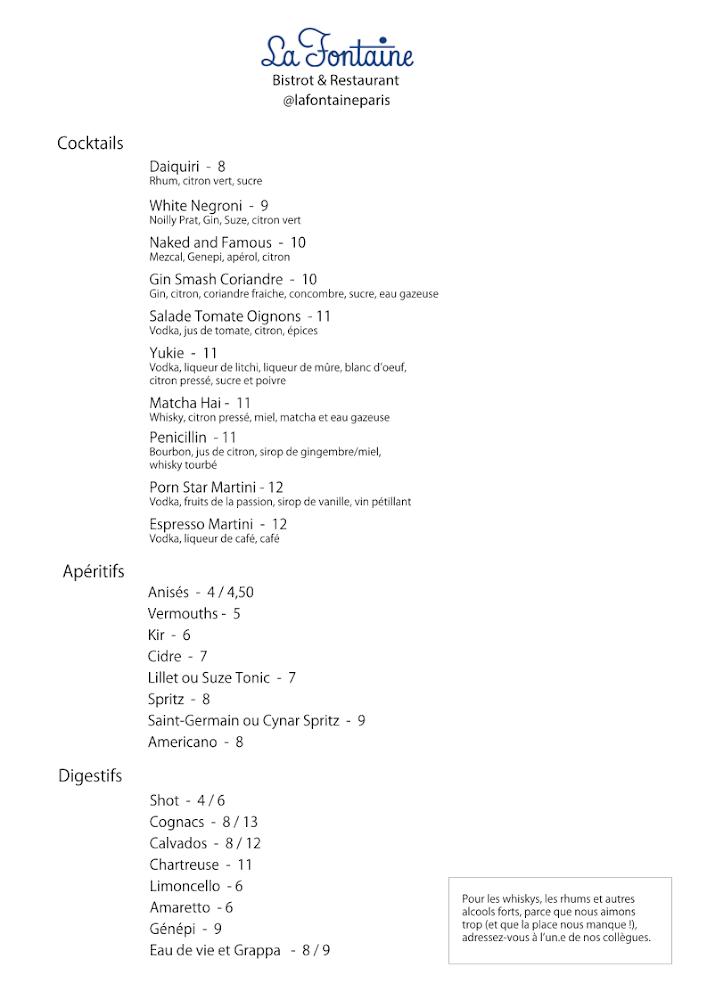 La Fontaine - Scan Menu 3