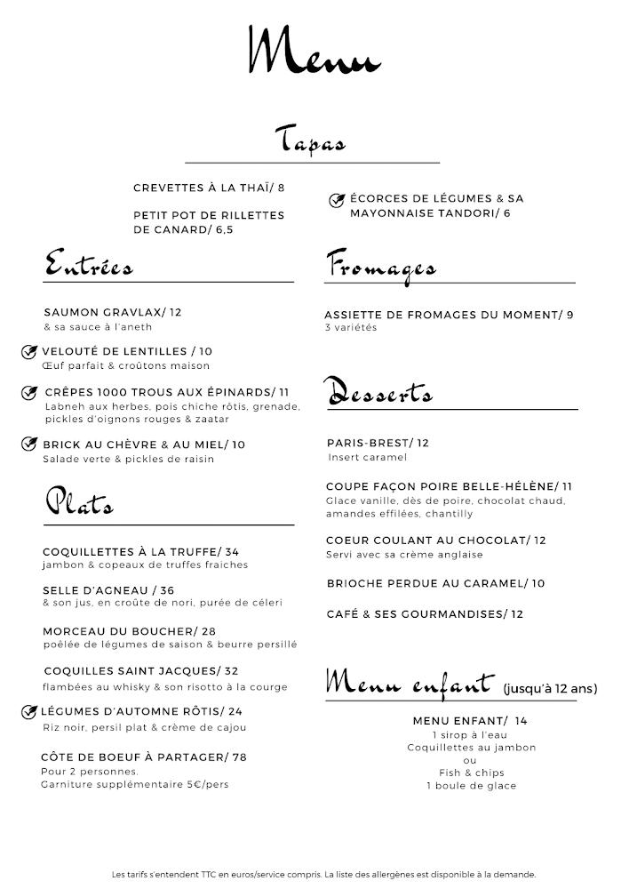 La Maison Pacel - Scan Menu 1