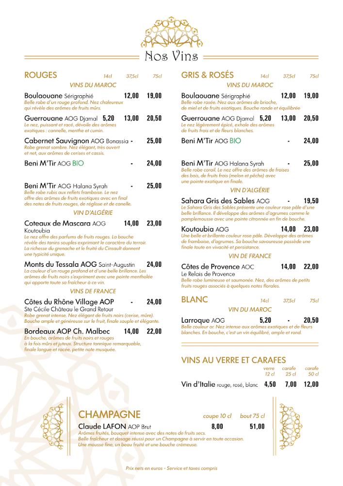 La Perle du Maroc - Scan Menu 1