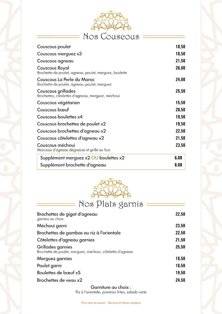 La Perle du Maroc - Scan Menu 3