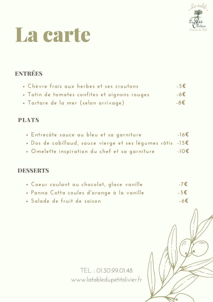 La Table du Petit Olivier - Scan Menu 1