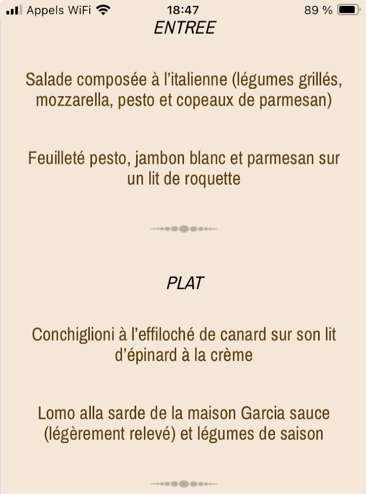 La Villa Da Vinci - Scan Menu 1
