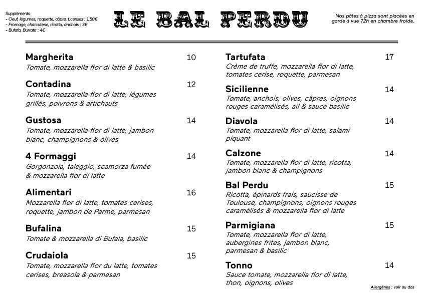 Le Bal Perdu - Scan Menu 1