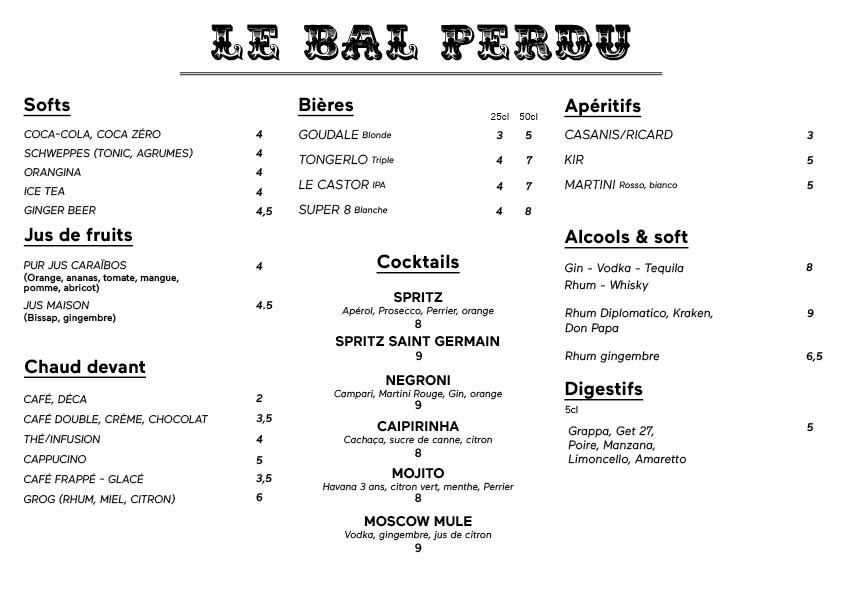 Le Bal Perdu - Scan Menu 2