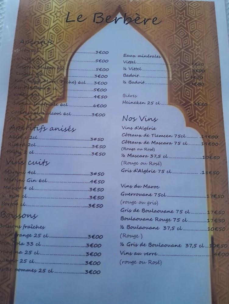 Le Berbère - Scan Menu 1