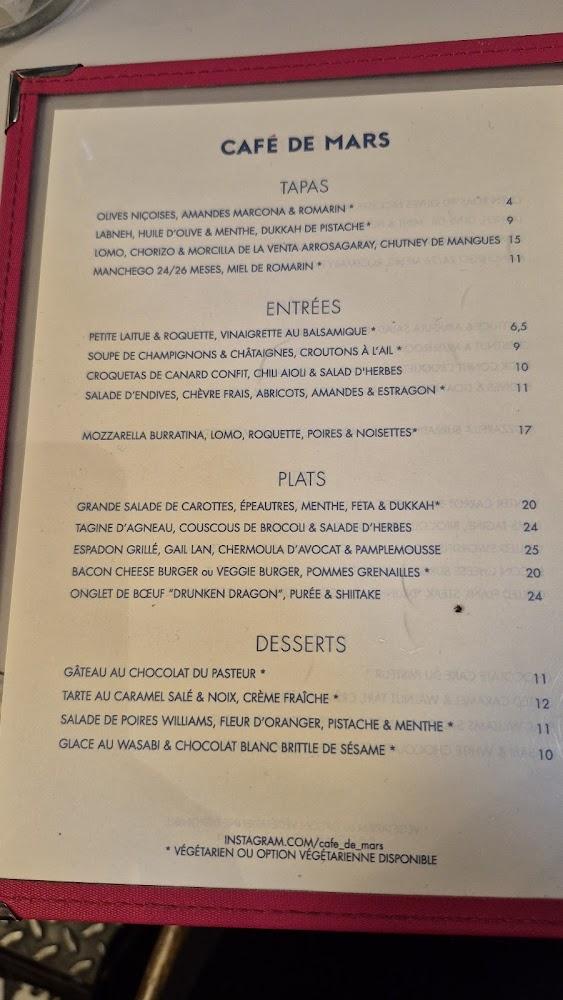 Le Café de Mars - Scan Menu 1