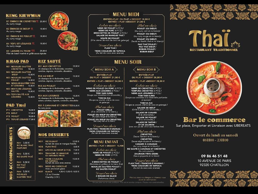 Le Commerce Brasserie et Restaurant Thaïlandais - Scan Menu 1
