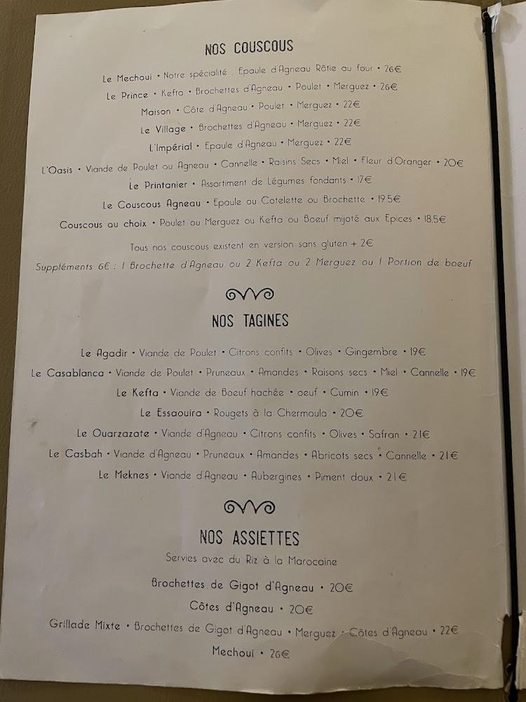 Le Méchoui du Prince - Scan Menu 2