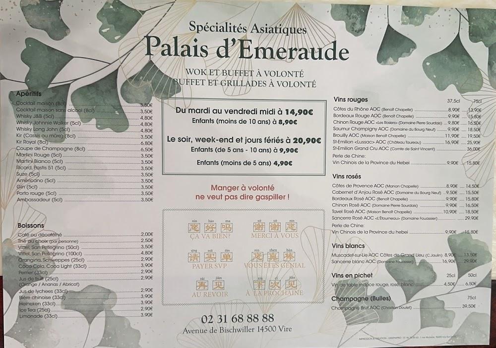 Le Palais d'Emeraude - Scan Menu 1