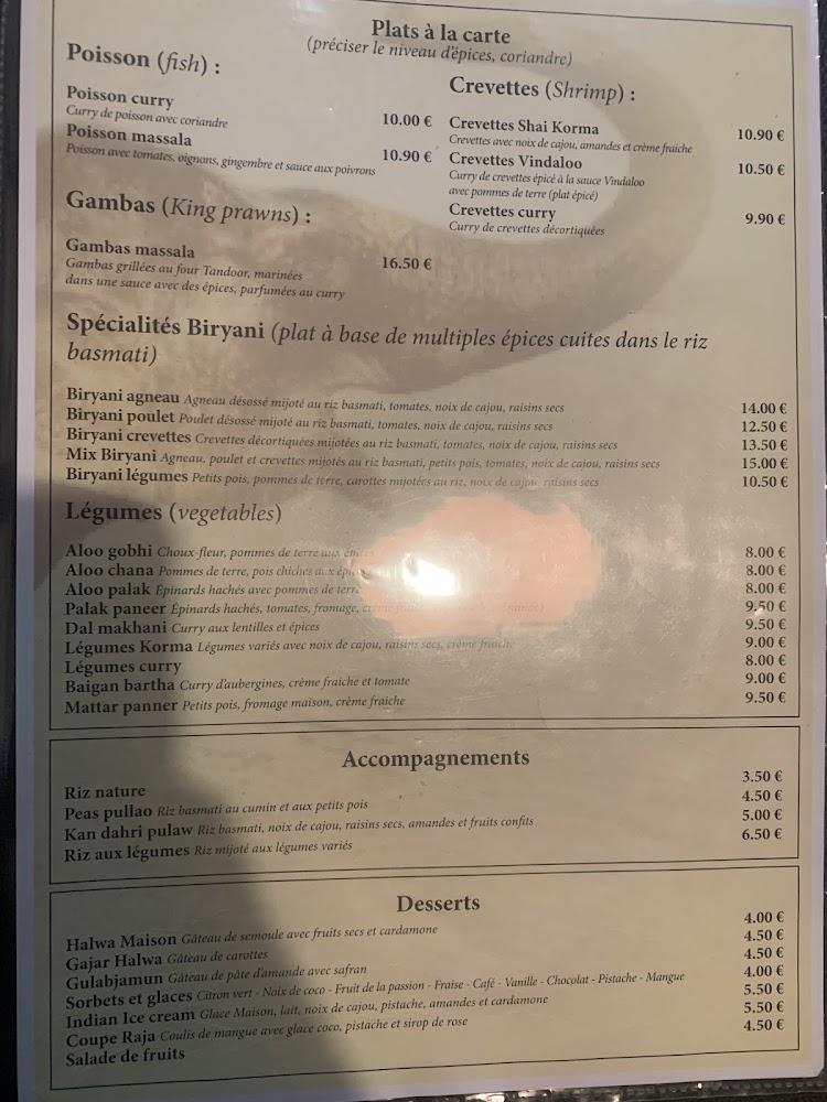 Le Palais du Rajah - Scan Menu 1