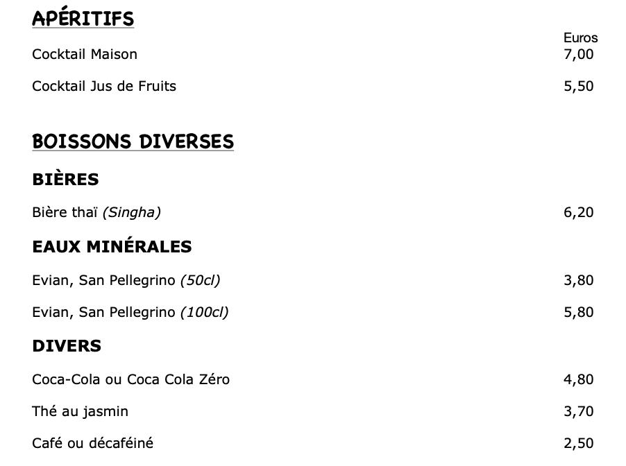 Le Port d'Asie - Scan Menu 1