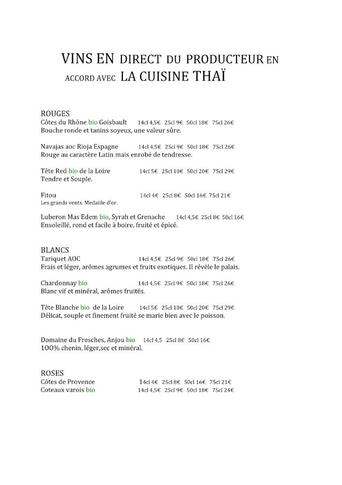 L'échappée Bistrot Thaï - Scan Menu 1
