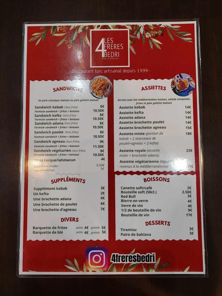 Les 4 Frères Bedri - Scan Menu 1