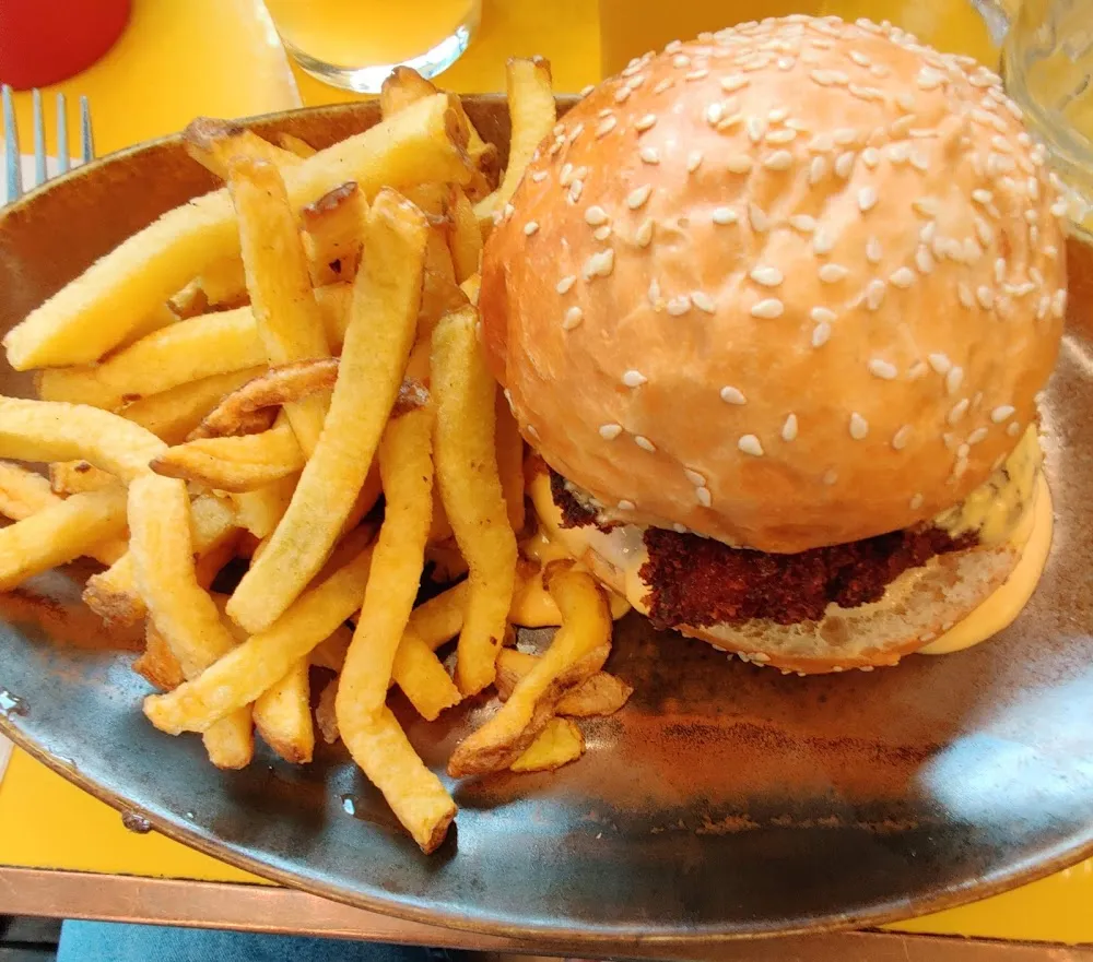 Chicken Burger and Fries