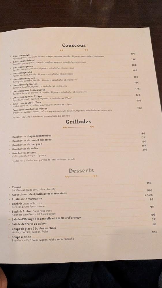 Les Saveurs de Marrakech - Scan Menu 1