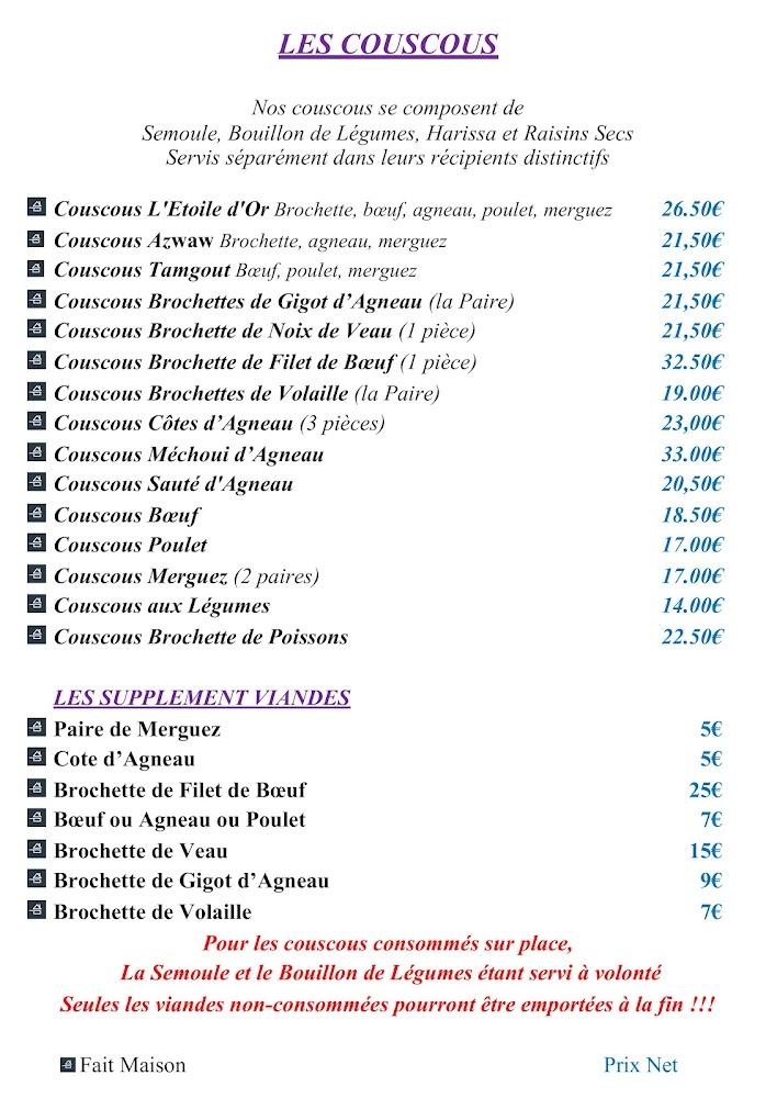 L'ETOILE D'OR - Scan Menu 1