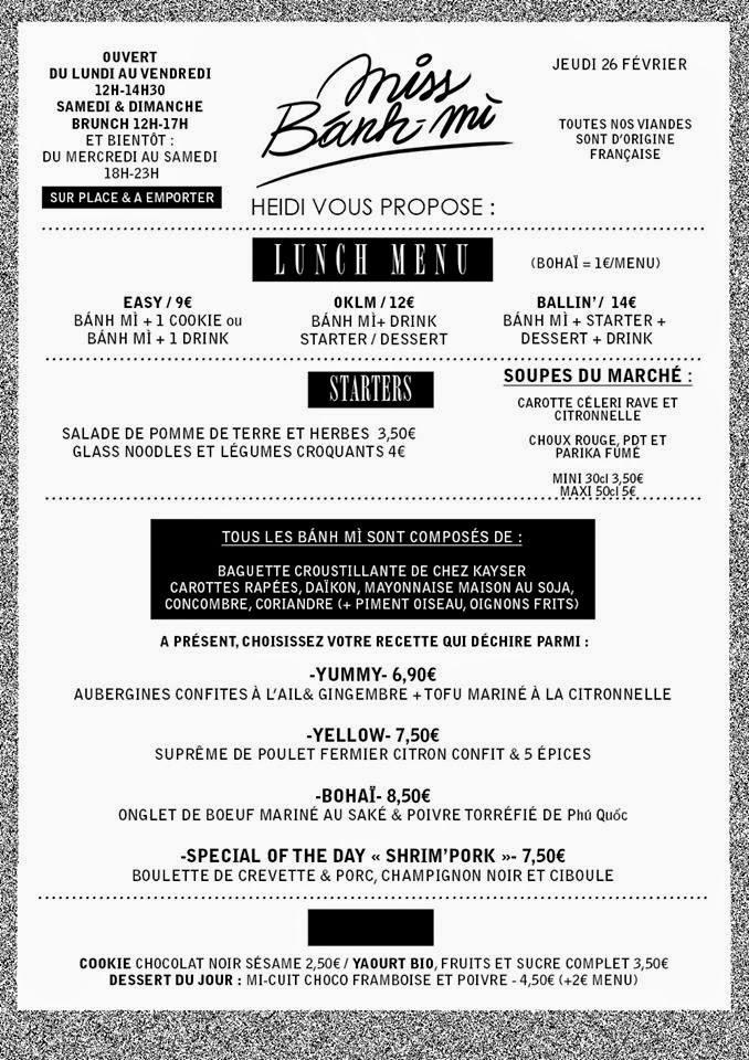 Miss Banh Mi - Scan Menu 1