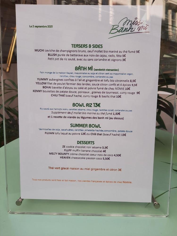 Miss Banh Mi - Scan Menu 2