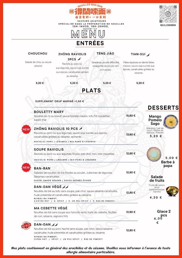 Nouilles Ban Ban - Scan Menu 3