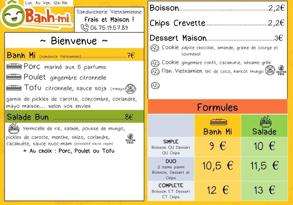 Ô Banh Mi - Scan Menu 1