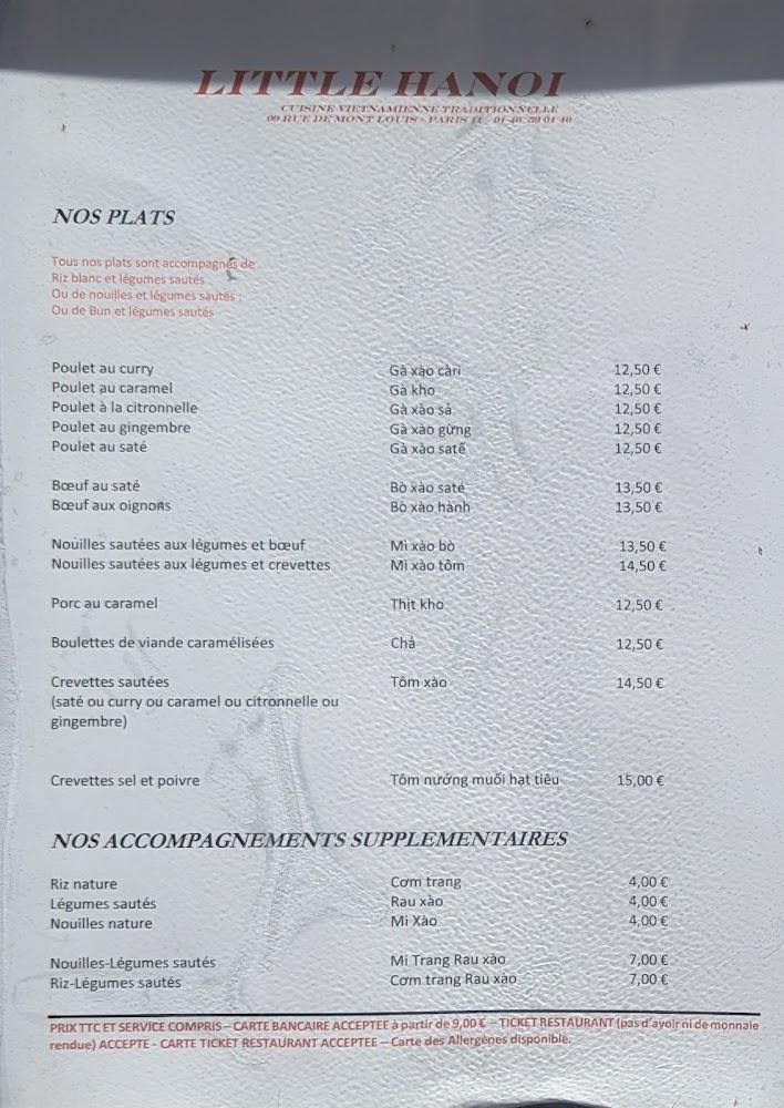 Paris-Hanoi - Scan Menu 1