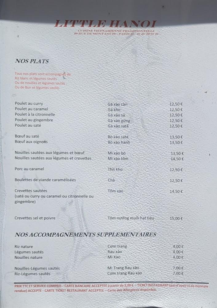 Paris-Hanoi - Scan Menu 2